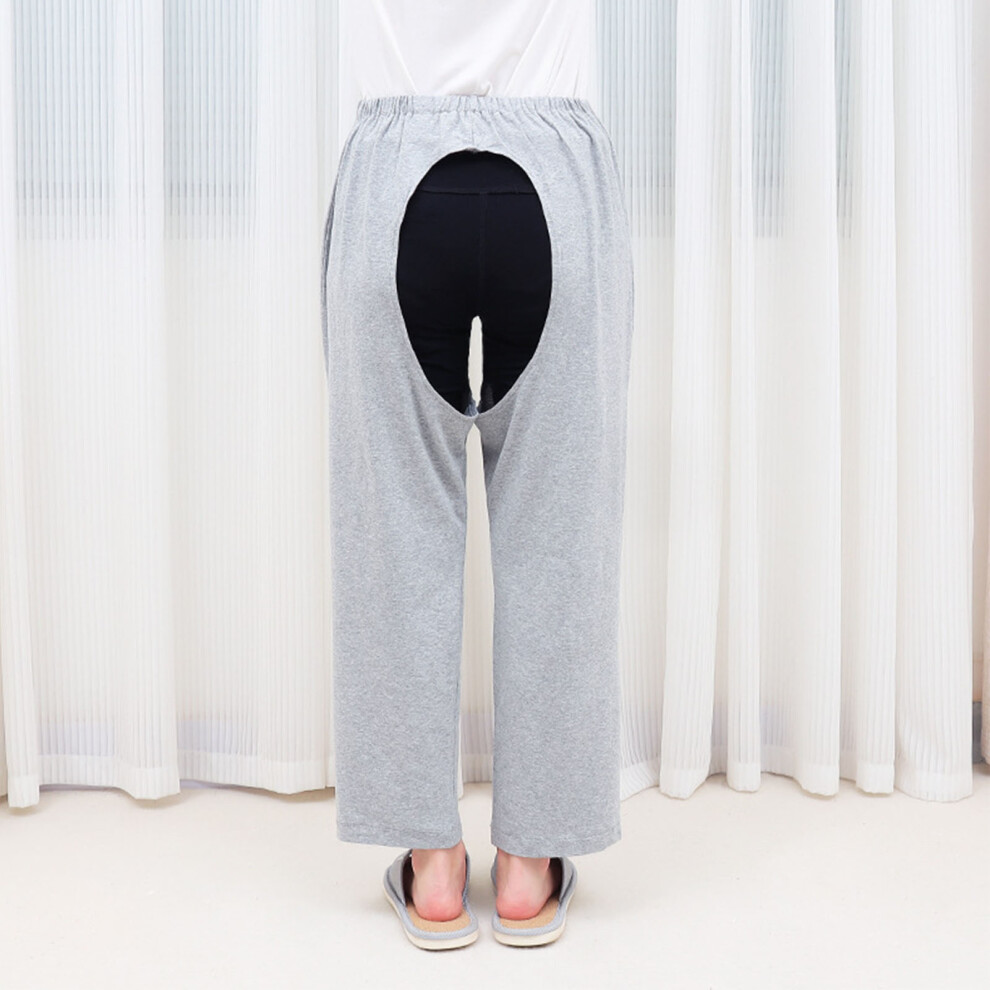 Grey Open Crotch Bedridden Urine Incontinence Pants Xxl Stretchy & Breathable
