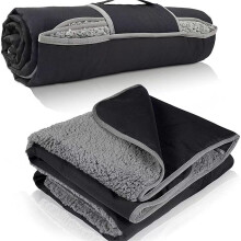 Portable Waterproof Camping Blanket 150x200CM Black Thickened Washable Outdoor Blanket for Wild Camping
