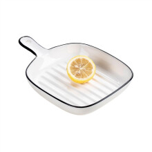 Microwave Oven Baking Dish Ceramic Handle Plate 10-Inch Baked Rice Dish Tableware for Weddings and Special Occasions