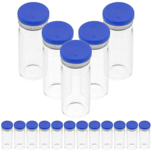20pcs Practical 10ml Transparent Vials Clear Flat Bottom Bottles with Caps 2