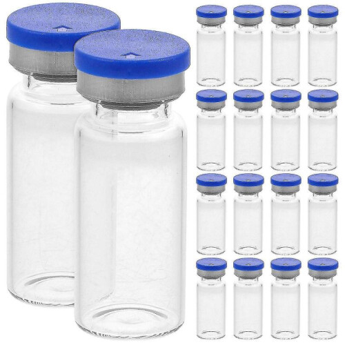 20pcs Practical 10ml Transparent Vials Clear Flat Bottom Bottles with Caps