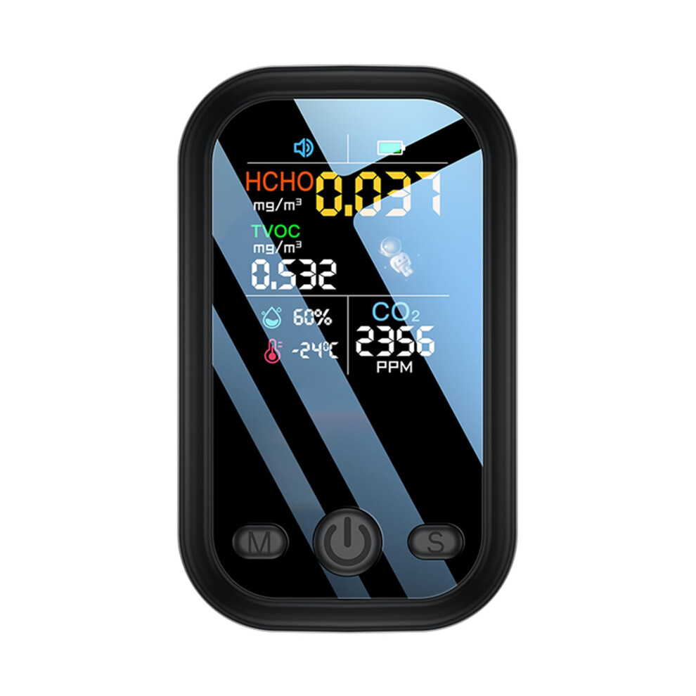 Precision Co2 Monitoring Device With Temperature And Humidity Meter, Digital Air Quality Monitor, Black Environmental Health Tool 6447073616396
