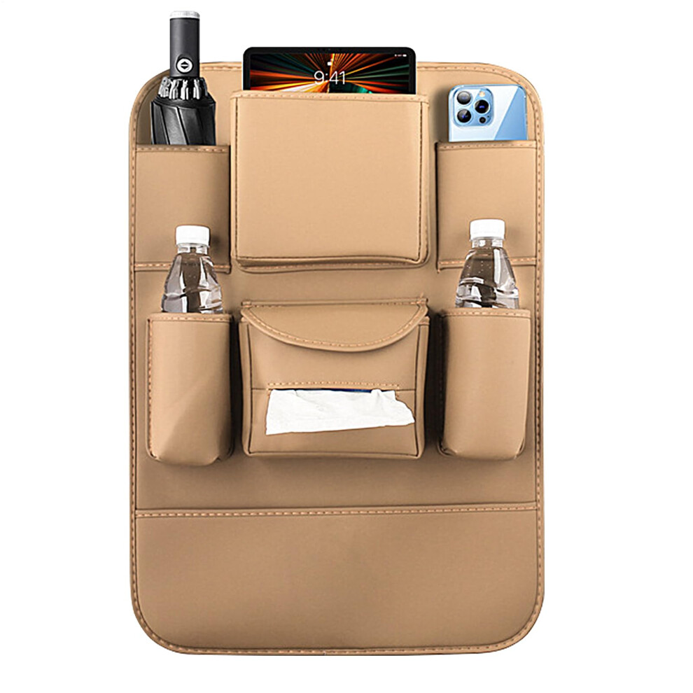 Backseat Organizer Car Seat Storage Bag Anti-Kick Pad Protector 22.83X16.54x0.79 Inches Color For Truck Sedan Auto Cream 6038364333698