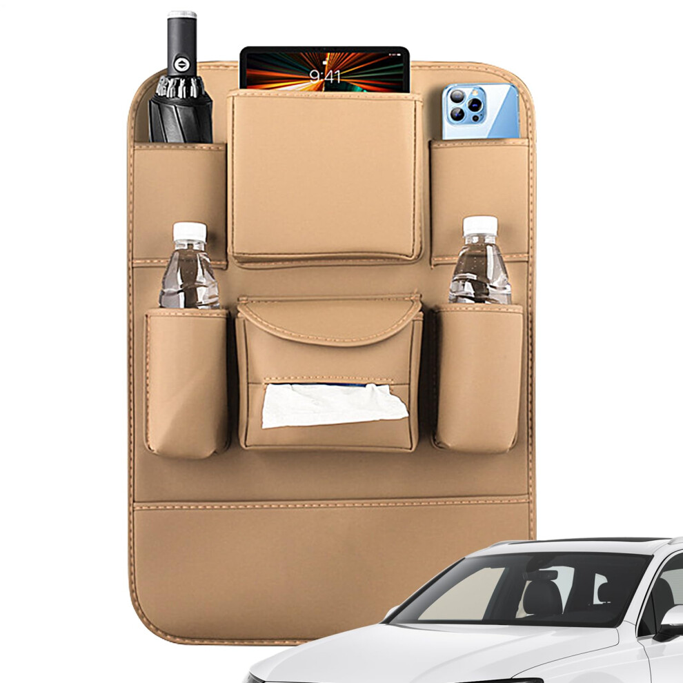 Backseat Organizer - Colored Car Seat Storage Bag, Multifunctional Auto Anti-Kick Mat For Kids And Adults Cream 9016109795984