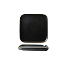 Solid-Color Square Frosted Western Dishes 8-Inch Black Gold Ceramic Dessert Plate Creative Home Tableware
