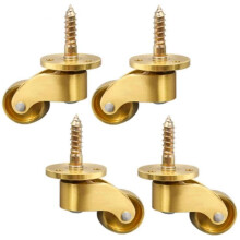 Set Of 4 Solid Brass Universal Castors 360swivel Furniture Wheels Furniture Casters 25*60mm(diameter * Height)