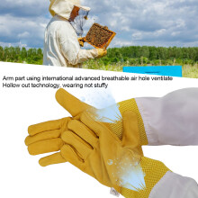 2 Stück Gelbe Schafsleder-Imkerhandschuhe Anti-Bienenstich Atmungsaktiver Handschutz