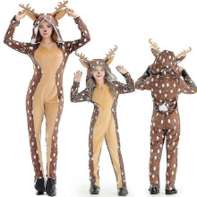 (XS, Kids) Adult Child Christmas Reindeer Costume Girls Women Hooded Cozy Fawn Deer Costume Onesie Fawn Deer Jumpsuit Costume For Kids