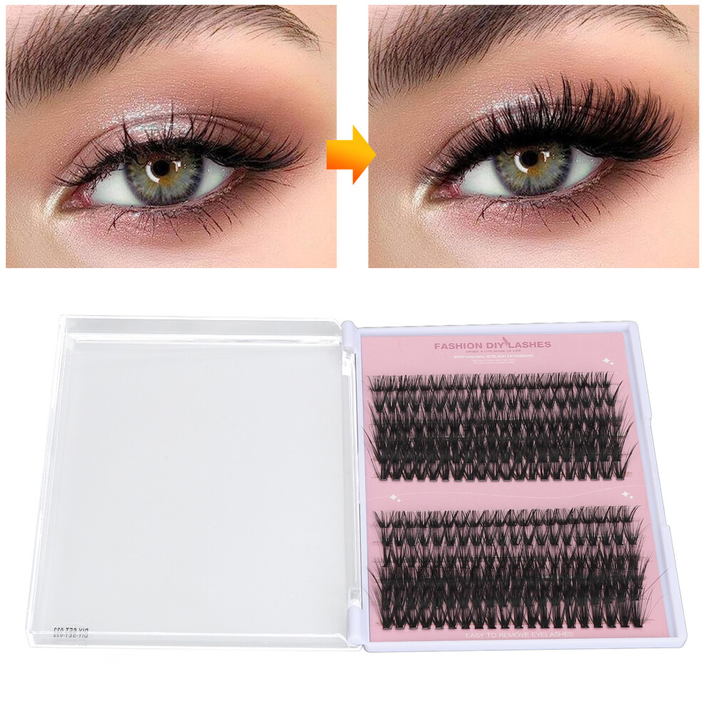 240pcs D Curl Fake Eyelash Clusters Set, 10-16mm for DIY Extensions