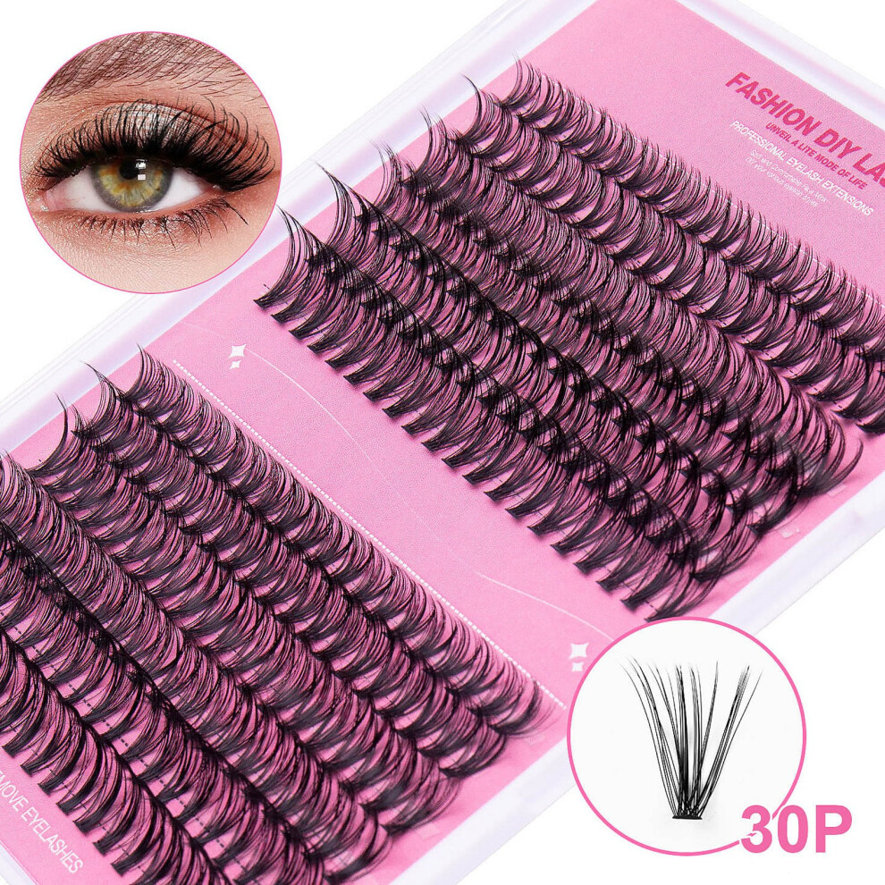 240pcs D Curl False Eyelash Clusters, 10-16mm, DIY Extension