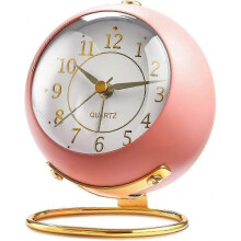 (Pink) Analog Alarm Clocks,retro Backlight Cute Simple Design Small Desk Clock With Night Light,silent Non-ticking,battery Powered