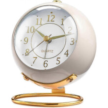 (White) Analog Alarm Clocks,retro Backlight Cute Simple Design Small Desk Clock With Night Light,silent Non-ticking,battery Powered