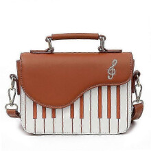 (BROWN) Piano Women's Bag Fashion Shoulder Bag Piano Keys Small Square Bag