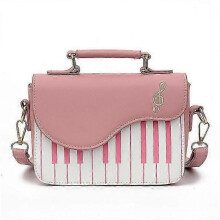 (PINK) Piano Women's Bag Fashion Shoulder Bag Piano Keys Small Square Bag