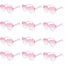 (light pink) Heytea Heart Shaped Sunglasses Rimless Heart Glasses Clear Colorful Fun Sunglasses For Women"s Bachelorette Party Favor