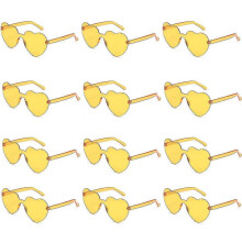 (orange) Heytea Heart Shaped Sunglasses Rimless Heart Glasses Clear Colorful Fun Sunglasses For Women"s Bachelorette Party Favor