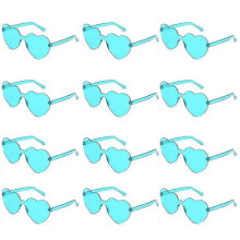 (lake blue) Heytea Heart Shaped Sunglasses Rimless Heart Glasses Clear Colorful Fun Sunglasses For Women"s Bachelorette Party Favor