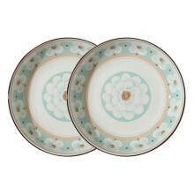 Ceramic Plates, 8 Inch White Round Porcelain Dinner Plates, Microwave Safe for Snacks, Salads, Desserts, and Pasta - Set of 2