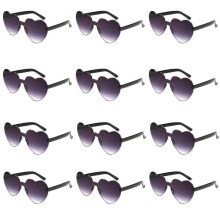 (Light grey) Heytea Heart Shaped Sunglasses Rimless Heart Glasses Clear Colorful Fun Sunglasses For Women"s Bachelorette Party Favor
