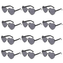 (black) Heytea Heart Shaped Sunglasses Rimless Heart Glasses Clear Colorful Fun Sunglasses For Women"s Bachelorette Party Favor