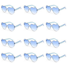 (light blue) Heytea Heart Shaped Sunglasses Rimless Heart Glasses Clear Colorful Fun Sunglasses For Women"s Bachelorette Party Favor