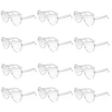 (white) Heytea Heart Shaped Sunglasses Rimless Heart Glasses Clear Colorful Fun Sunglasses For Women"s Bachelorette Party Favor