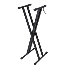 Keyboard Stand X Style, Adjustable Height Portable Iron Construction with Rubber Feet, Detachable Design for Stage Use