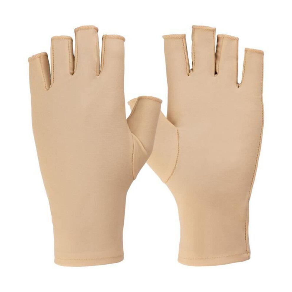 Light Fingerless Gloves For Uv Protection, Half Finger Skin Care Gloves For Gel Nail Manicures, B-Skin Color