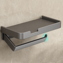 Wall Mounted Aluminum Paper Towel Holder Grey, Space Saving with Shelf