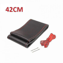 (BLACK Red 42CM) Genuine Leather 42/45/47/50 Cm Bus Truck Car Steering Wheel Cover For Volvo Fh Fm Benz Iveco Fiat Scania Daf Man Deutz Renault 2025