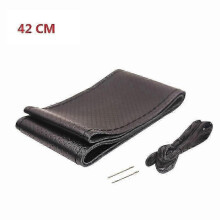 (BLACK 42CM) Genuine Leather 42/45/47/50 Cm Bus Truck Car Steering Wheel Cover For Volvo Fh Fm Benz Iveco Fiat Scania Daf Man Deutz Renault 2025