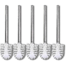 Replacement Brushes Pack Of 5 Toilet Brushes White Brush Head Stainless Steel Handle Polished Toilet Brush Brushes