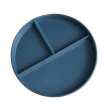 Dinnerware Set 3pcs Dark Blue Round Dessert Plates 22x22cm Reusable Compartment Dishes for Fruit Salad and Serving