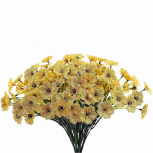 (1PCS, Yellow) Outdoor Artificial Flowers UV Resistant No Fade Fake Violet Flowers for Indoor Outside Hanging Plants 2025