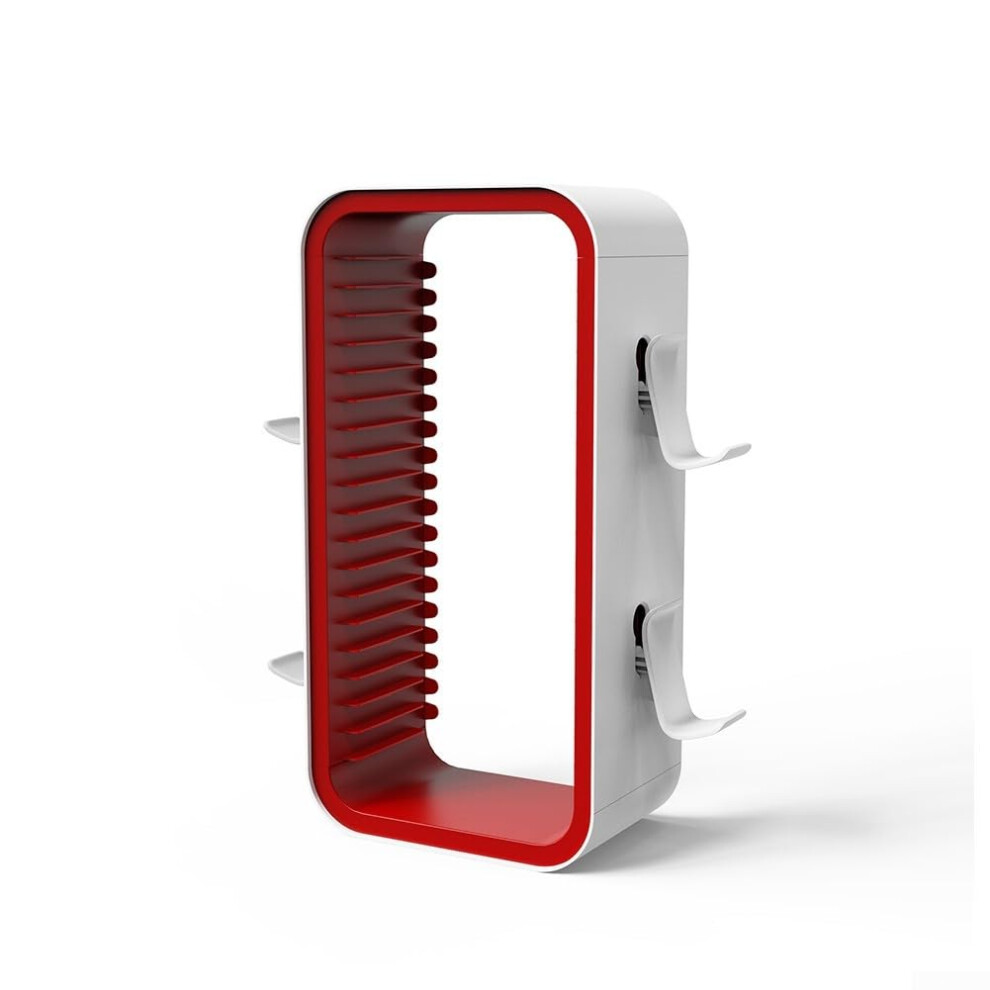 Game Storage Tower Rack For Ps4, Ps5, Xbox, And Switch - 18 Game Organizer, And 35X11x7cm White/Red 9016109798114