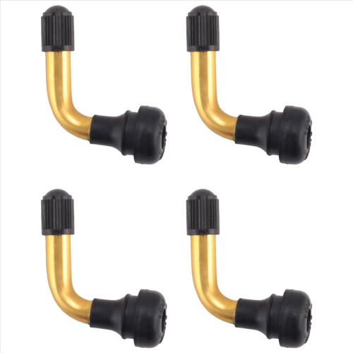 4Pcs Tyre Valves Stem Right Angle Snap-in Rubber Brass 1