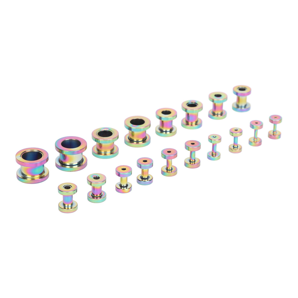 18pcs Colorful Stainless Steel Ear Gauges 14G-00G Stretching Kit
