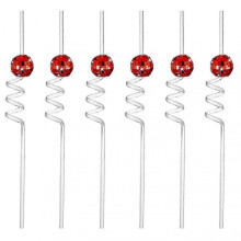 (Red) 6pcs/set Disco Straws Disco Ball Distinctive Reflective Mirror Spiral Shape Disco Party Decorations Bachelorette Straws Cup Accessories 2025