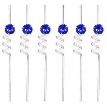 (Blue) 6pcs/set Disco Straws Disco Ball Distinctive Reflective Mirror Spiral Shape Disco Party Decorations Bachelorette Straws Cup Accessories 2025
