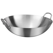 Thickened Double-Ear Non-Magnetic Stainless Steel Wok 30cm-70cm Chinese Style Smokeless Pot for Gas Cooktops