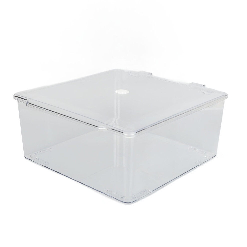 Durable Clear Plastic Makeup Organizer Box with Hinged Dustproof Lid