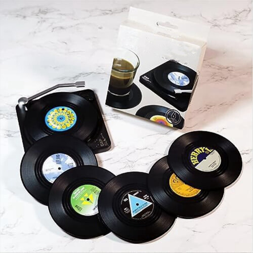 Σετ σουβέρ 6 vintage CD, σουβέρ βινυλίου, στυλ 2 1