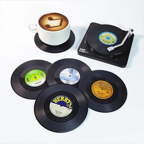 Σετ σουβέρ 6 vintage CD, σουβέρ βινυλίου, στυλ 2 2