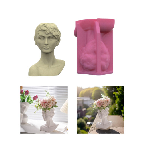 Silicone Flower Vase Mold Human Head Shape Flexible Ornament 1