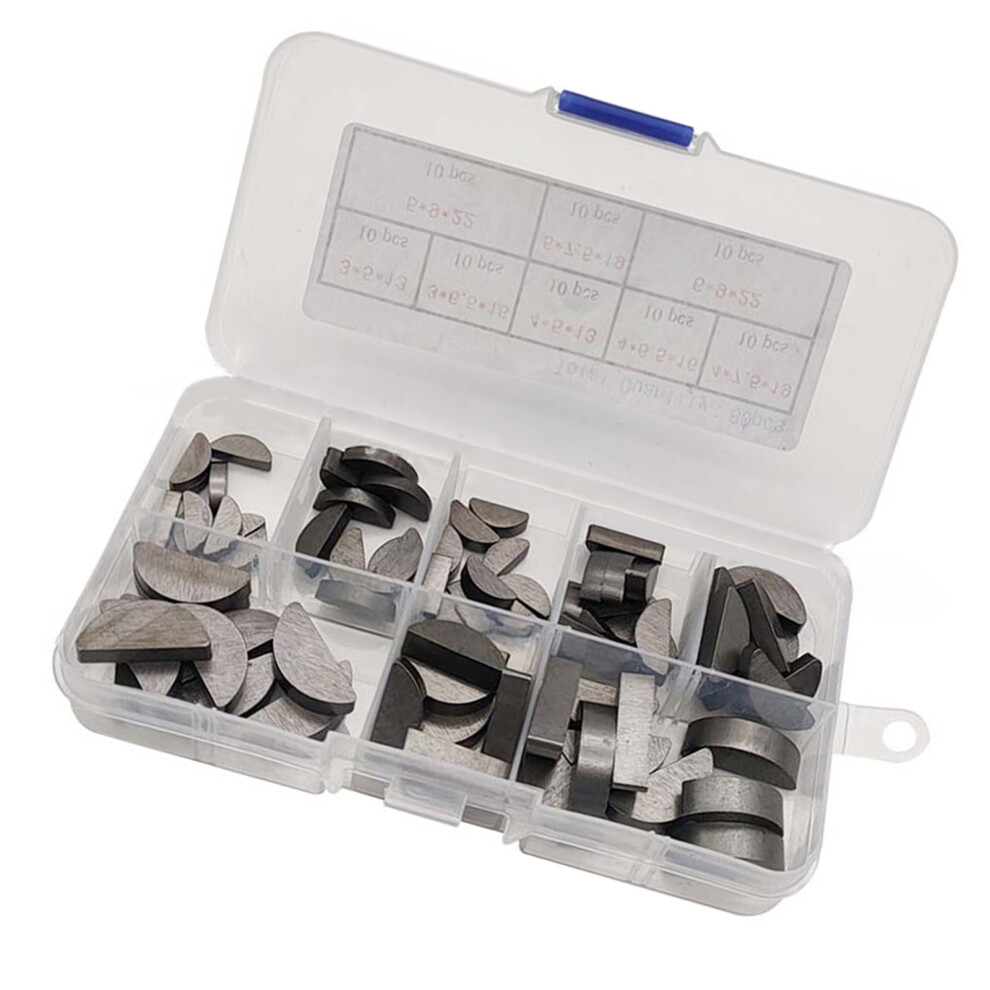 Carbon Steel Woodruff Key Set Stable Half Moon Keys Metal Disc 7627000090775