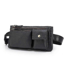 (black) Crazy Horse Leather men Casual Fashion Travel Fanny Waist Belt Chest Pack Sling Bag Design Bum Phone Cigarette Case Male 811-29 2025