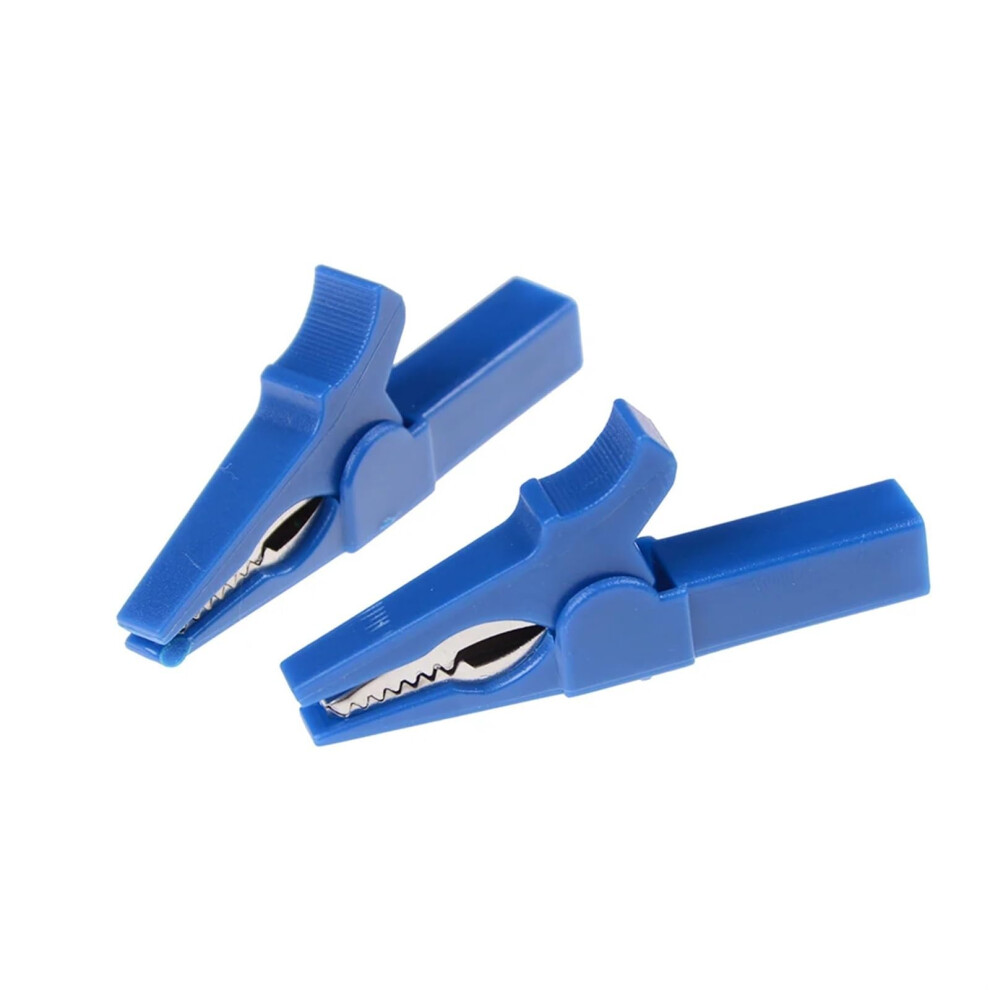 Crocodile Clips Heavy Duty 55Mm Multicolor Pack Of 2 For Battery Testing With 4Mm Banana Plug Compatibility, Blue 6038364337467