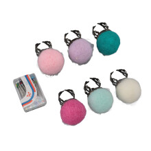 6pcs Felt Pin Cushion Rings with Fabric Pins, Light Colors, 2.5x4.5cm