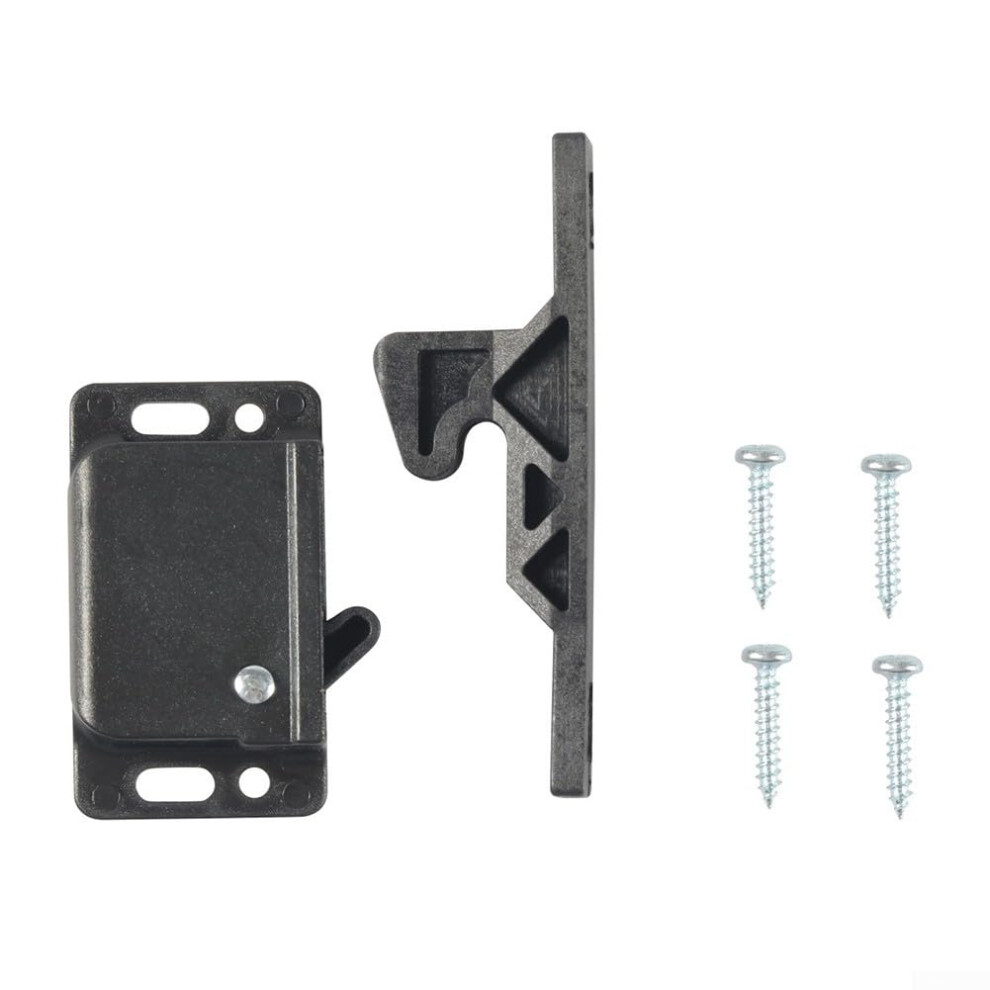 Cabinet Door Lock Set With Screws For Caravan Cupboard Latches, Black Abs Rv Cabinet Latch For Camper Van Drawers And Cupboards 6038364337689