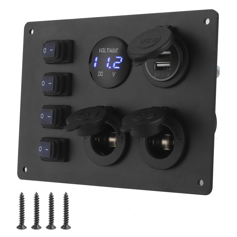 Waterproof 4 Gang Rocker Switch Panel Dual Usb 8320539124834